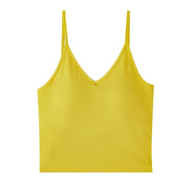 Gilet aderente con scollo a V e bretelle aderenti Xinmi, monopezzo, che lascia scoperta la pancia_voghion.com