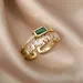 Classic Retro Light Green Double-layer Zircon Ring Women's Brass Gold-plated Wedding Ring As A Gift For Mom And Lover_voghion.com