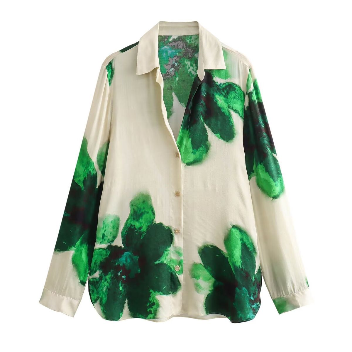 Women's Clothing Autumn Large Flower Print Shirt_voghion.com