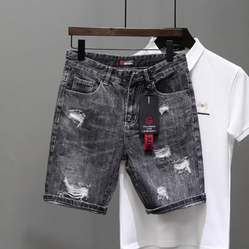 Vêtements pour hommes, shorts en jean déchirés, fins, amples et polyvalents, culottes décontractées populaires pour jeunes_voghion.com