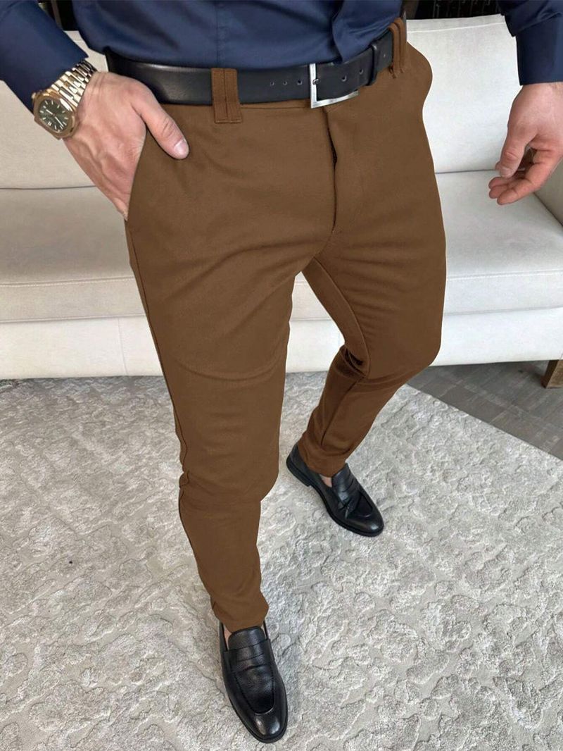Vêtements pour hommes quatre saisons, pantalons d'affaires légers pour hommes, pantalons décontractés formels pour hommes de couleur unie à la mode et élégants_voghion.com
