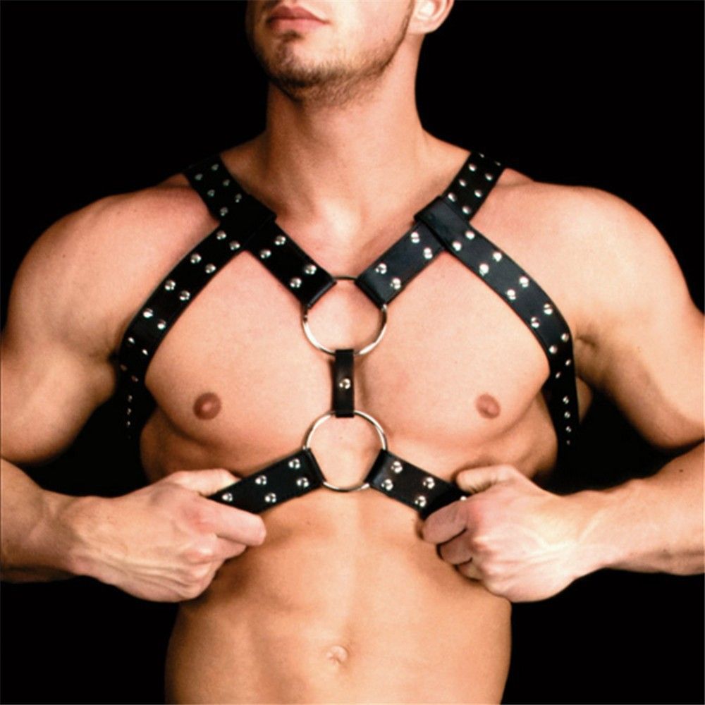 LuvBox SM Sexy Leder-Schulterkleidung Maskuliner Brustgurt Erotische männliche Bondage-Fesselung Performance Flirten_voghion.com