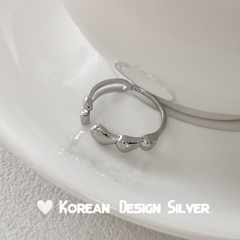 S Pure Silver Split Water Drop For Women, Ins Style, Niche Fashion, Simple Open Index Finger Ring_voghion.com