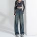 Retro-Jeanshose mit weitem Bein, lockere, gerade Hose 2025, neue hoch taillierte, hüftumwickelte und dünne Hose mit kleinem Wischdesign_voghion.com