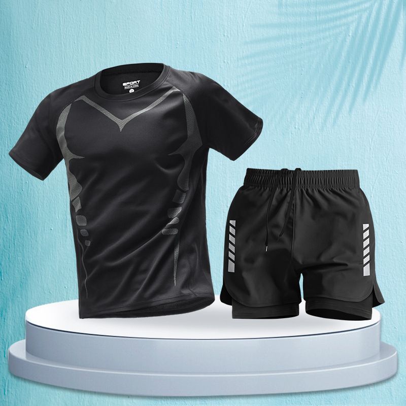 Combinaison de sport pour homme, tenue de marathon, short professionnel d'été à manches courtes, vêtements d'entraînement et de fitness à séchage rapide_voghion.com