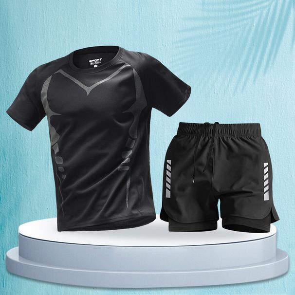 Combinaison de sport pour homme, tenue de marathon, short professionnel d'été à manches courtes, vêtements d'entraînement et de fitness à séchage rapide_voghion.com