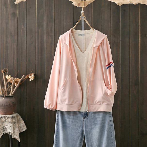 Été Grande Taille 100,00 kg Protection Solaire Vêtements Femme Facile Assorti Manteau Ample Décontracté Climatisation Chemise_voghion.com