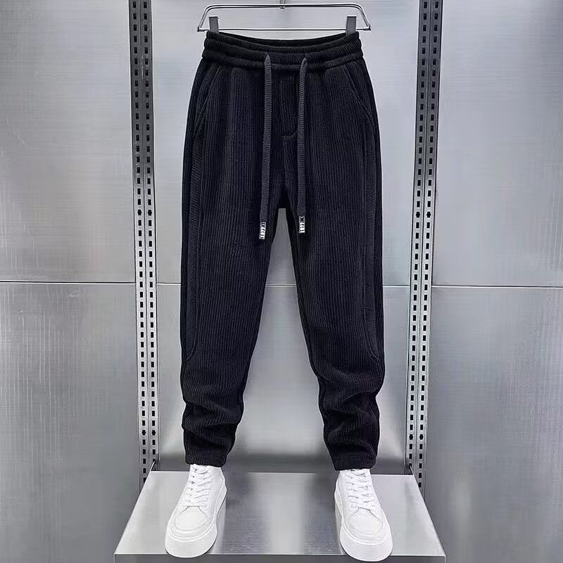 ​​Herren Cord Freizeithose Gerades Bein Relaxed Fit Weich Bequem Alltagskleidung Schwarz Khaki​​_voghion.com
