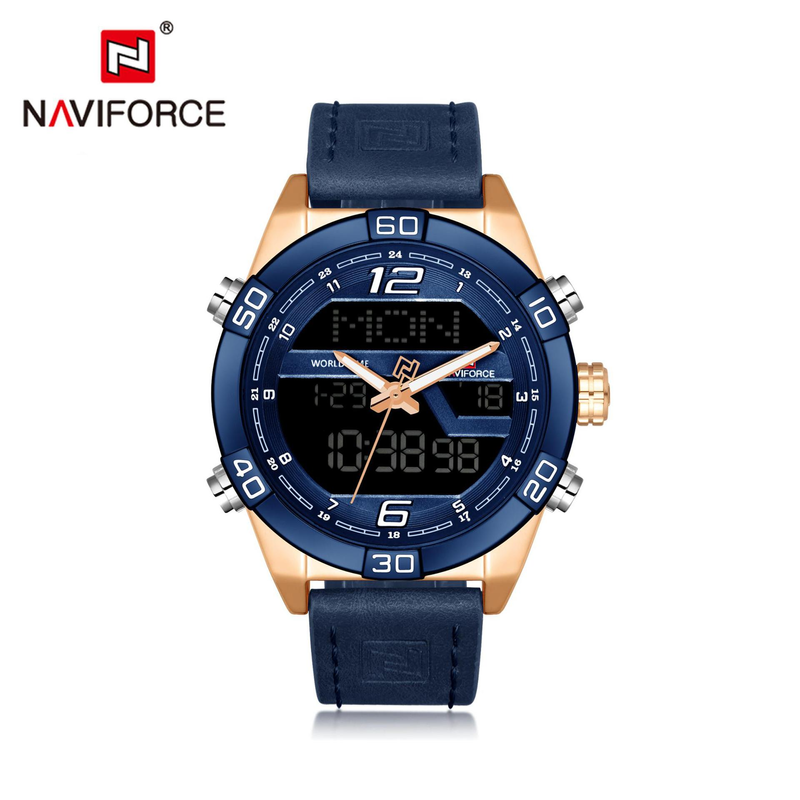 NAVIFORCE 9128 LED elektronisk vattentät bälte kvarts herrklocka_voghion.com