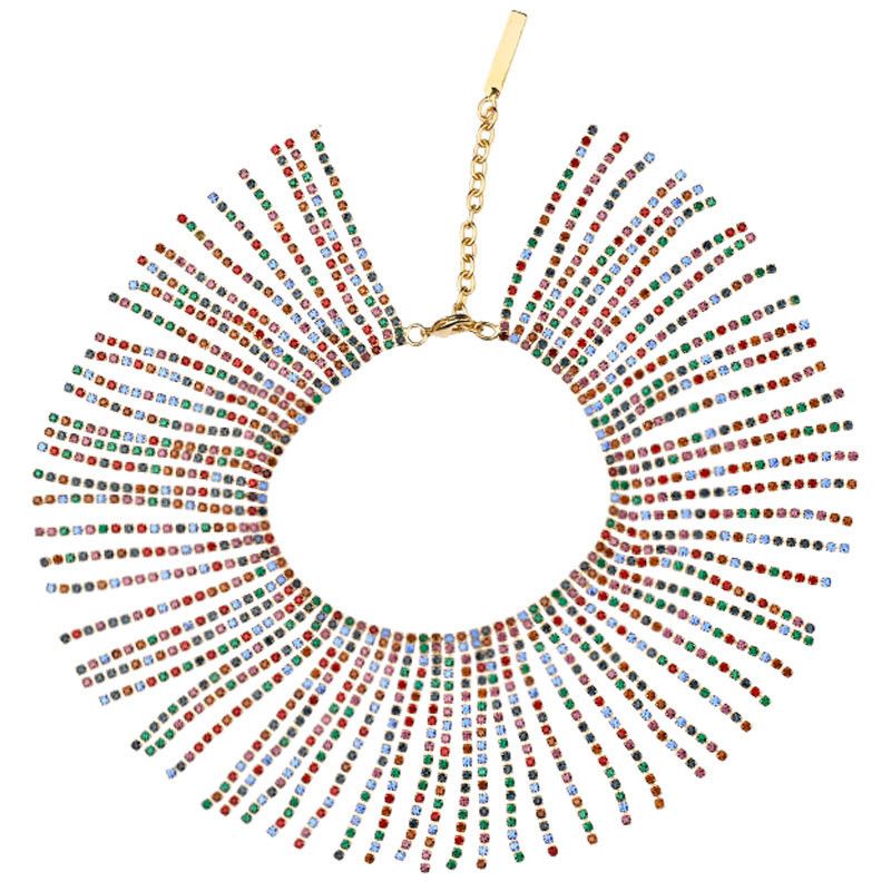 Jauns, moderns, jauktas krāsas rhinestones pušķis sieviešu vasaras augstpapēžu sandalēm, potītes ķēdītēm, pēdu aksesuāriem_voghion.com