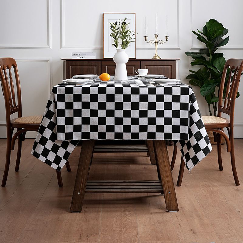 Kariertes Tischdecken-Set – 4 Farben (Schwarz/Weiß, Grau/Weiß, Orange/Weiß, Rosa/Weiß) – 5 Größen 150 x 100 cm bis 150 x 260 cm – wasserdichtes Polyestergewebe_voghion.com