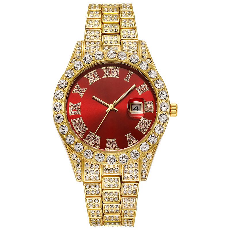 Women’s Jewelry Set Fashion Fashion All Match Cross Necklace 15MM Diamond Cuban Chain Necklace Bracelet Men's Watch Set Gift Box_voghion.com