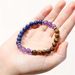 Natural Stone Bracelet – Amethyst, Lapis Lazuli & Tiger Eye Gemstone Healing Jewelry, Adjustable Elastic String_voghion.com