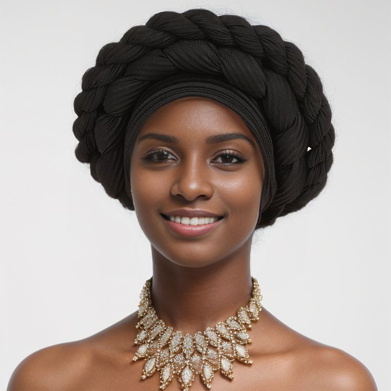Nuovo stile disordinato lino stropicciato tessuto a mano doppio strato cappello intrecciato cappello africano cappello baotou foulard_voghion.com