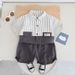 2024 New Handsome Summer T-shirt Little Boys Vertical Stripe Shirt Short Sleeve Two Piece Set_voghion.com