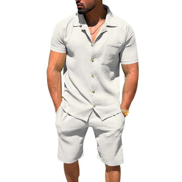 2025 Herren-Set mit lässigem Knopfkragen und kurzen Ärmeln_voghion.com