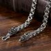 Style Vintage Dragon Head Necklace For Men, Bold Bold, Antique Silver Plated, Interlocking Cuban Chain, Unique And Men, , Plated, Chain,_voghion.com