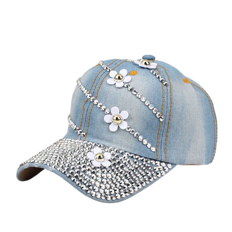 Diamond-studded baseball cap versatile sun hat fashionable rhinestone trendy women's Korean style new summer sun hat_voghion.com