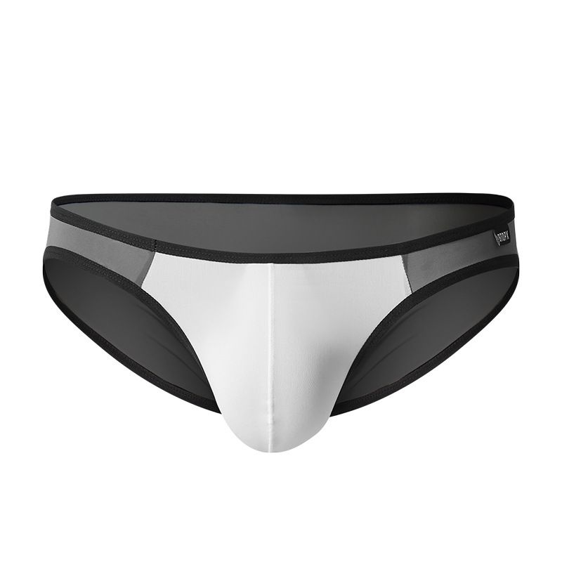 Erkek giyim erkek ince buz ipek tek katmanlı U yükseltilmiş kese düşük bel nefes alabilen spor seksi yarı saydam külot iç çamaşırı_voghion.com