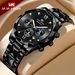 New Multi-functional Butterfly Buckle Men's Watch, Popular Men's Trend Double Calendar Tungsten Steel Waterproof Quartz Watch_voghion.com