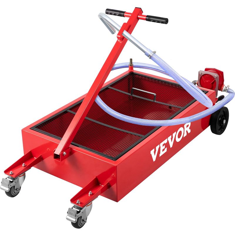 VEVOR Oil Drain Pan 20 Gallon Oil Drain Tank, 76L Low Profile Oil Drain Pan, Large Capacity Oil Change Pan, Foldable Hand, with Pump, Hose, Swivel Cas_voghion.com