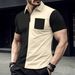 Men's Clothing Summer T Shirt Men's Zipper Color Matching Lapel Sports Horse_voghion.com