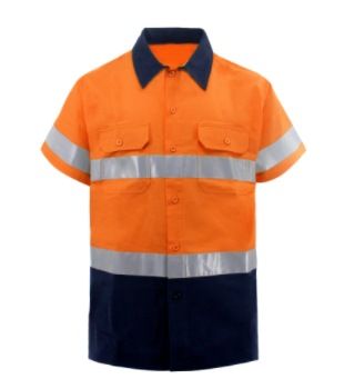 Herrenbekleidung aus reiner Baumwolle mit reflektierenden Streifen, Hemd mit reflektierenden Hosen, geteilte Arbeitskleidung, langärmelige Herrenkleidung aus Baumwolle mit reflektierenden Streifen_voghion.com