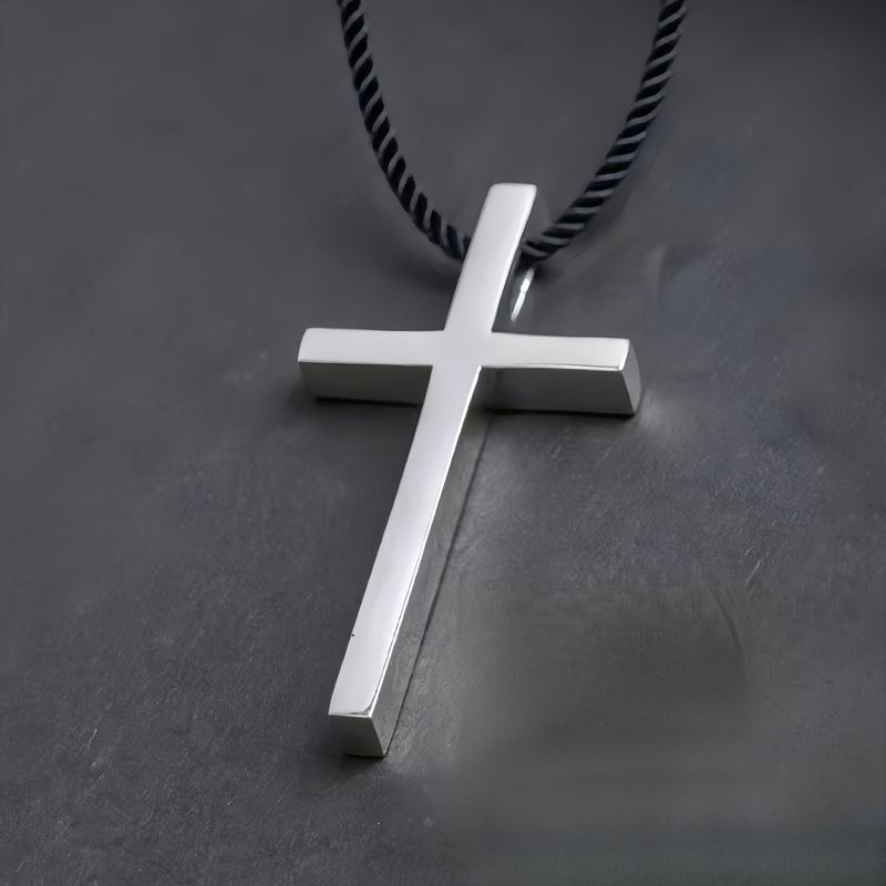 Collana da uomo in argento puro 9999, ciondolo a croce in argento massiccio, catena per maglione, regalo di San Valentino per fidanzato/fidanzata_voghion.com