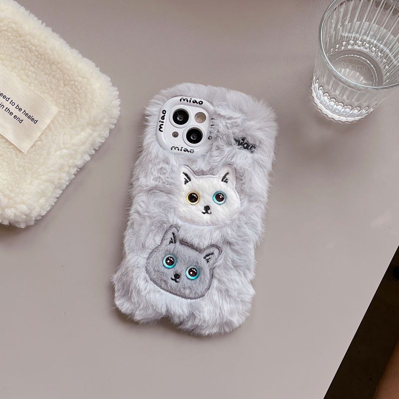 Head Plush Phone Case For  15 Pro Max/15 Pro/15/15Plus/14 Pro Max/14 Pro/14Plus/14/13 Pro Max/13 Pro/13/12 Pro Max/12 Pro/12 Cover_voghion.com
