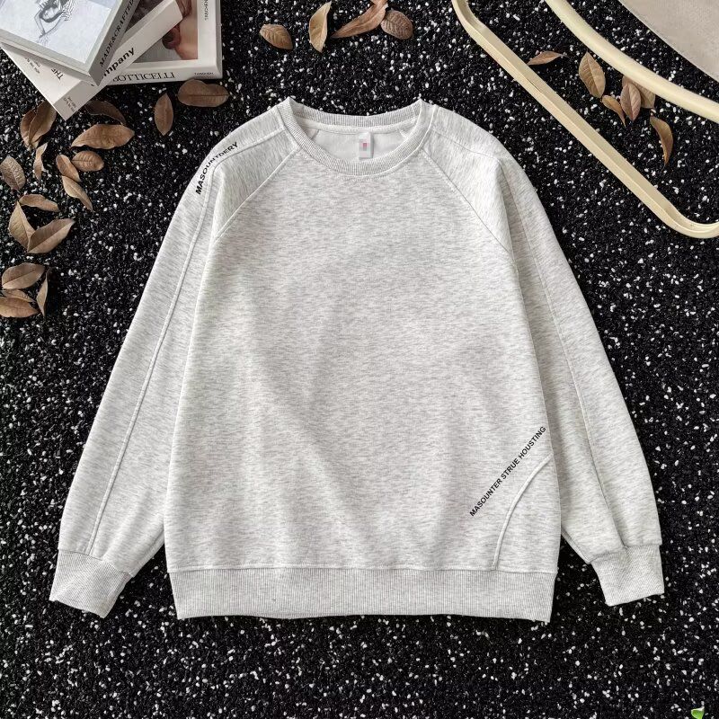 Unisex Oversized Deconstructed Patchwork Crewneck Sweatshirt – Lässiger Streetwear-Pullover für Männer und Frauen (Grau/Schwarz)​_voghion.com