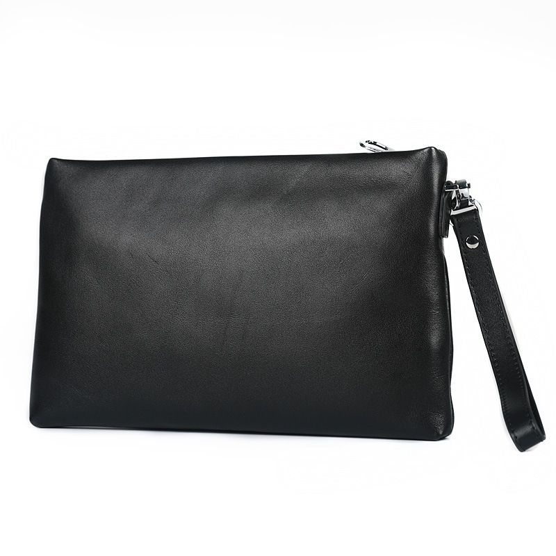 Herrentaschen Neue Herrenhandtasche Echtes Leder Herrentasche Clutch Erste Schicht Rindsleder Umschlagtasche Große Kapazität Schaffell Handytasche Einfach_voghion.com