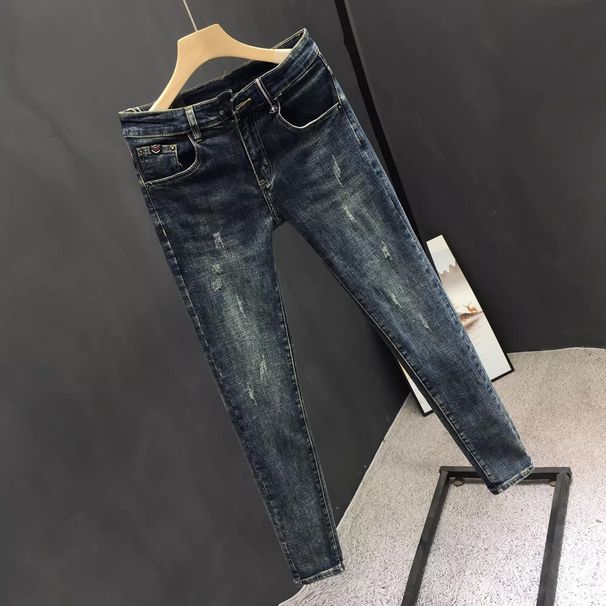 Męska odzież jesień nowe dopasowane obcisłe spodnie elastyczne uniwersalne spodnie dziewięciopunktowe_voghion.com