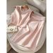 Ropa de mujer Temperamento Pequeño Hermoso Top Rosa Falda Traje de dos piezas_voghion.com