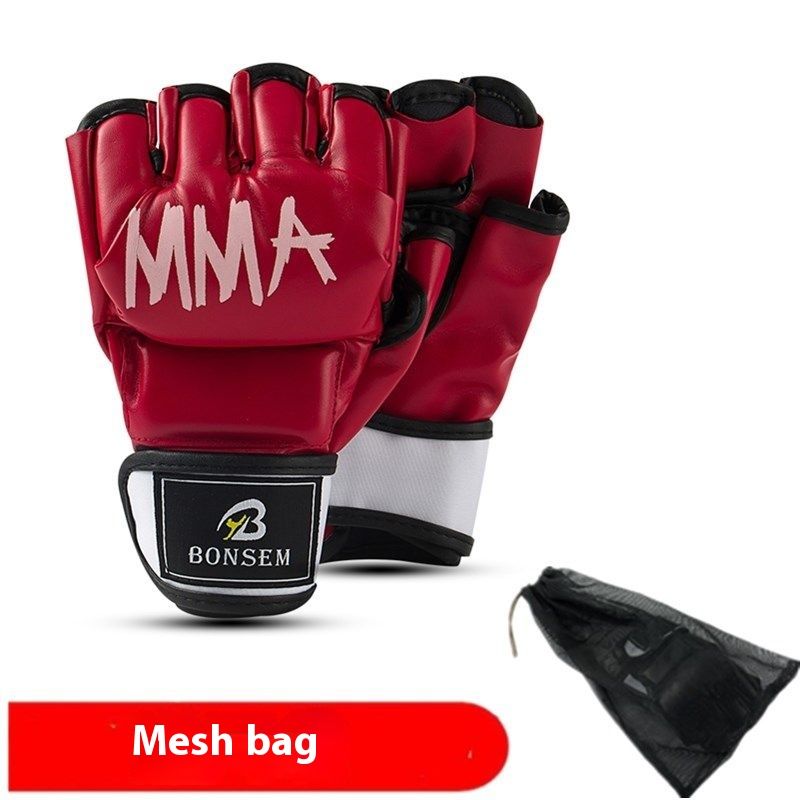 Half-Finger Sanda Fighting UFC Adult Combat Training MMA Boxing Punching Bag Muay Thai Gloves_voghion.com