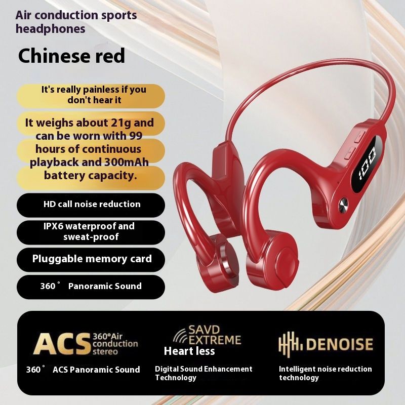 Cuffie wireless Shadow Giant Bluetooth non in-ear a conduzione ossea sportive anti-sudore con scheda inseribile, compatibili con_voghion.com