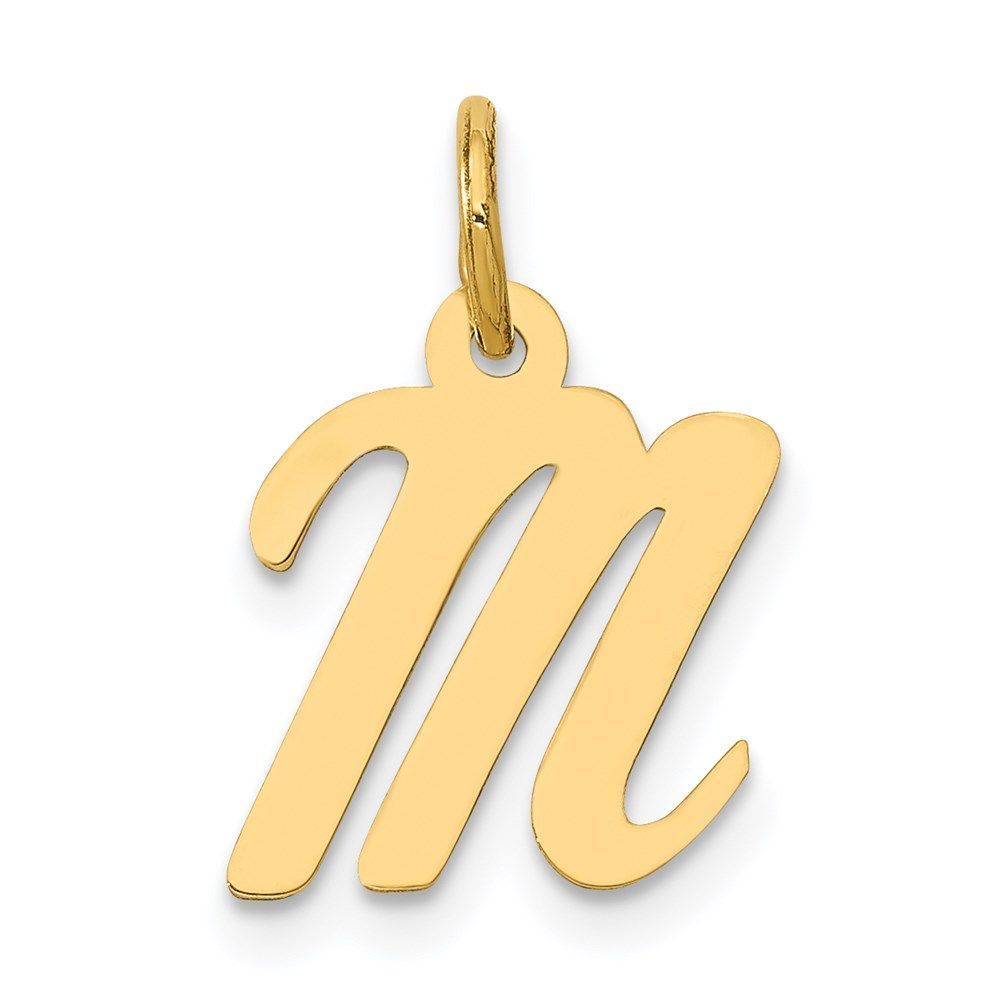 14k Small Script Letter M Initial Charm_voghion.com