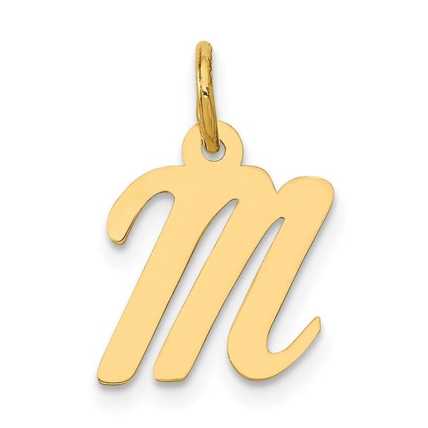 14k Small Script Letter M Initial Charm_voghion.com