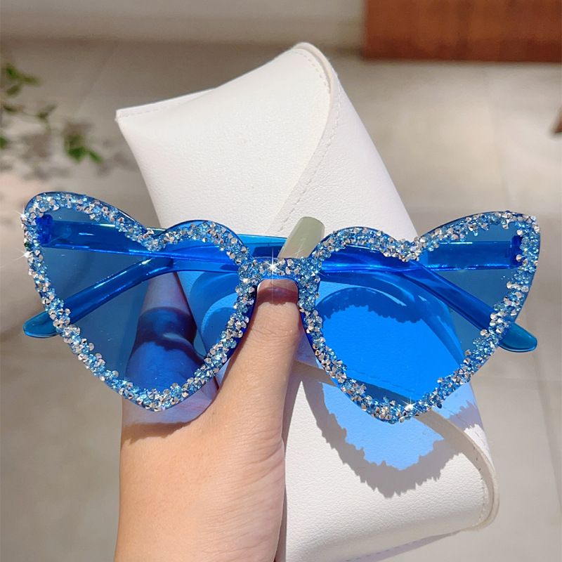 Jelly Colored Peach Heart Heart-shaped Diamond Studded Fashion Sunglasses, Internet Famous, Same Style Street_voghion.com