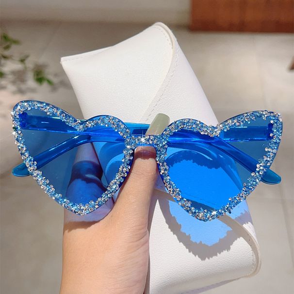 Jelly Colored Peach Heart Heart-shaped Diamond Studded Fashion Sunglasses, Internet Famous, Same Style Street_voghion.com