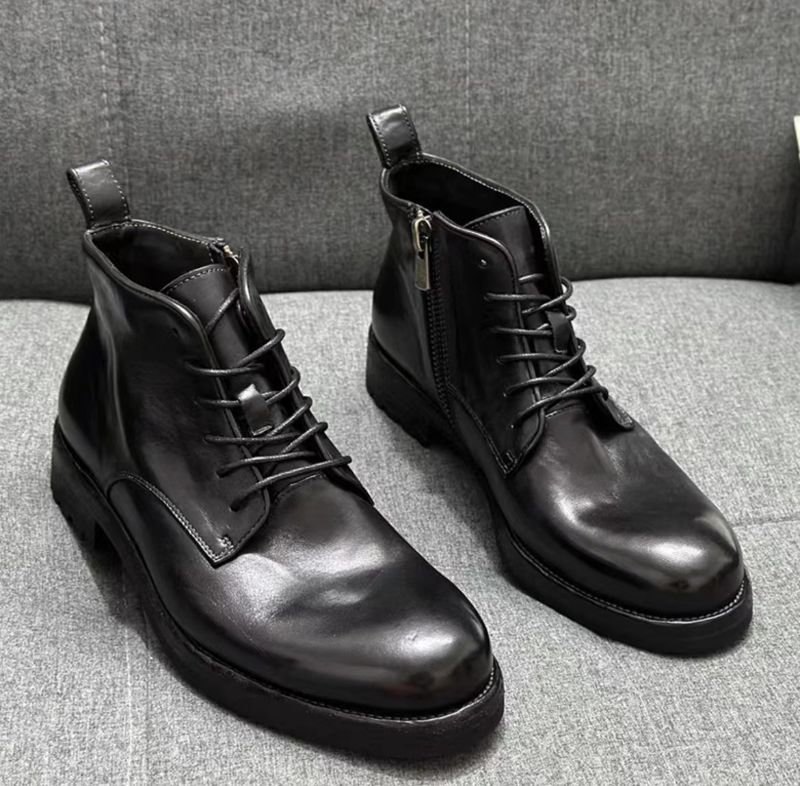 Stivali Martin da uomo di alta qualità, in pelle di cavallo lavata e invecchiata, cuciture Goodyear Craft, resistenti_voghion.com