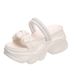Trendy Summer New Slippers Korean Style Double Wear Thick Sole Platform One Word High Heel Wedge Pleated Sandals Round_voghion.com