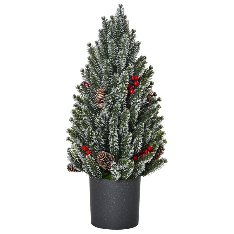 HOMCOM Künstlicher Weihnachtsbaum Tisch-Christbaum 170 Äste Schneebedecktes Design Mit Kunststoffsockel Beeren Tannenzapfen PE PVC Ø27 X 47 Cm_voghion.com