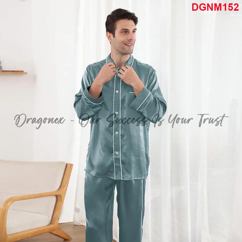 Männer Pamas Set mat Hosen Plus Size Schlofkleeder Satin Pama Benotzerdefinéiert Männer Heemkleeder Super Cool Seid_voghion.com