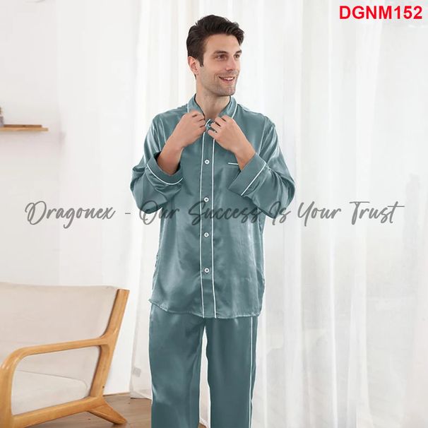 Männer Pamas Set mat Hosen Plus Size Schlofkleeder Satin Pama Benotzerdefinéiert Männer Heemkleeder Super Cool Seid_voghion.com