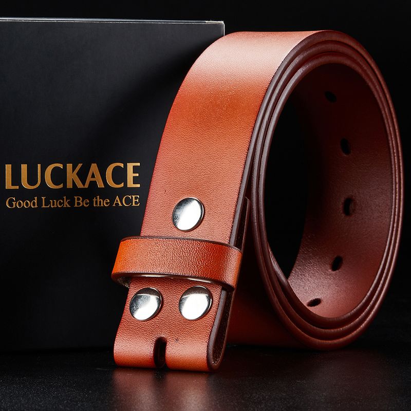 HOT LUCKACE Aitoa nahkaa miehille, yrityskäyttöön, laadukas vyö, leveys 3,8 cm, ilman solkea._voghion.com