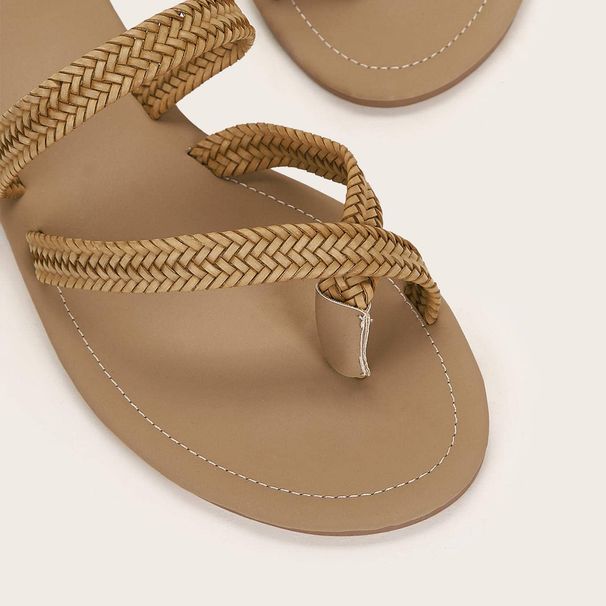 Women's Slippers new style rattan fashionable flat-soled flip-flops, comfortable beach sandals, European and American large sizes in stock, Plame_voghion.com