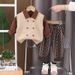 Set di 3 pezzi per bambini, stile western, taglia piccola e media, primavera e autunno, stile coreano casual, maglione e gilet_voghion.com