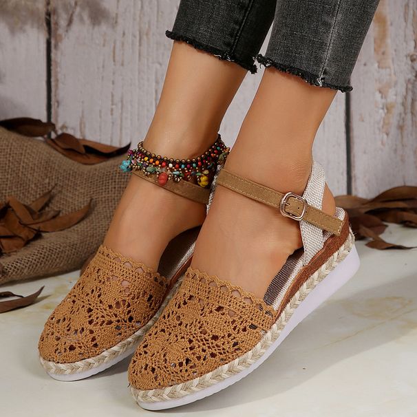 Γυναικεία Παπούτσια, Αναπνέοντα Σανδάλια με Πλατφόρμα για Γυναικεία Σανδάλια με Χοντρό Πάτο και Σχοινί, Μεγάλα Μεγέθη, Σανδάλια Baotou, Καλοκαιρινά_voghion.com
