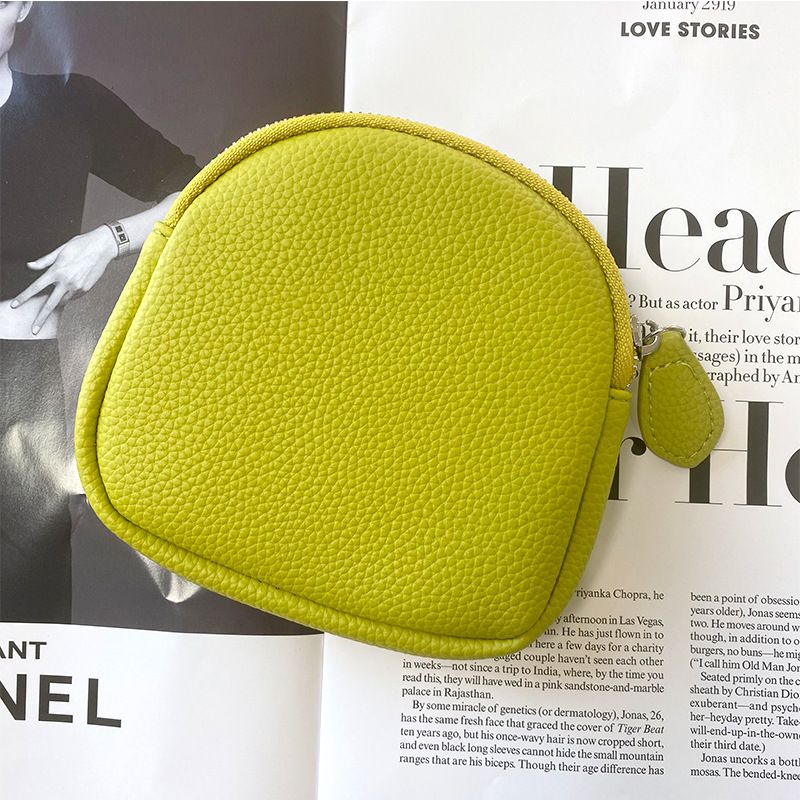 Korejska ženska torba za kovanice, mini clutch, jednostavna mekana kožna torbica s patentnim zatvaračem, torba za slušalice_voghion.com