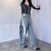 Jeans mit Blumendruck in Übergröße für Damen, hoch taillierte Hip-Hop-Streetwear-Hose mit weitem Bein, trendige Baggy-Jeanshose mit stylischem Design_voghion.com